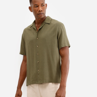 Camisa masculina de linho manga curta verde
