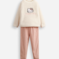 Pijama longo fleece hello kitty off white