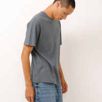 Camiseta relaxed de algodão texturizada azul