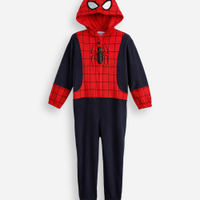 Pijama longo infantil de fleece com capuz homem aranha vermelho