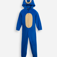 Pijama macacão de pelúcia infantil com capuz sonic azul