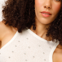 Regata de tricot com brilhos off white