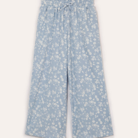 Calça infantil texturizada floral azul