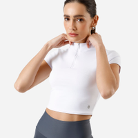 Cropped gola alta com zíper branco