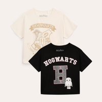 Kit de 2 camisetas infantis hogwarts harry potter colorida