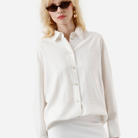 Camisa feminina com linho manga longa off white