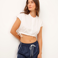 Cropped de algodão com amarração off white