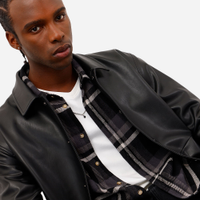 Camisa masculina de algodão manga longa xadrez preta