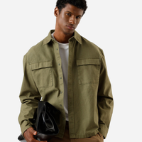 Camisa overshirt masculina de sarja manga longa verde