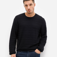 Suéter masculino de tricot texturizado preto