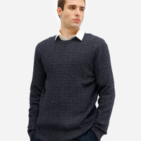 Suéter masculino de tricot texturizado azul