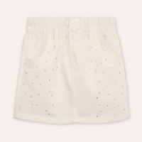 Saia reta infantil de sarja com brilhos off white