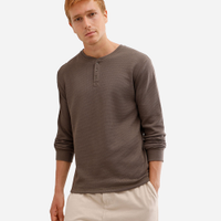 Blusa básica masculina manga longa texturizada bege