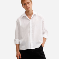 Camisa oversized masculina de algodão manga longa off white