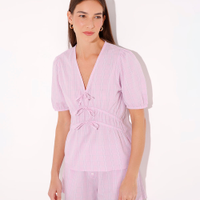 Blusa xadrez manga bufante mindset rosa