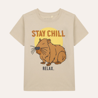 Camiseta de algodão infantil capivara bege