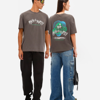 Camiseta masculina de algodão rick and morty marrom