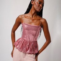 Blusa balonê de paetê mindset rosa