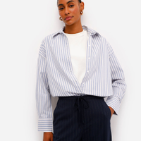 Camisa oversized feminina de algodão azul