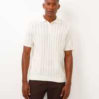 Polo de tricot texturizada off white