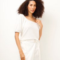 Blusa manga bufante texturizada off white