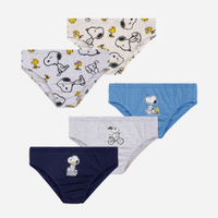 Kit de 5 cuecas infantis de algodão snoopy colorido