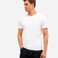 Camiseta básica masculina de algodão peruano bold gola v branca