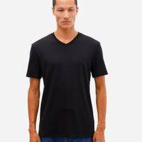 Camiseta básica masculina de algodão peruano bold gola v preta