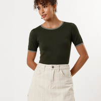 Blusa feminina de tricot manga curta verde