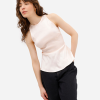 Blusa feminina decote redondo com peplum rosa