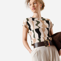 Blusa feminina de viscose geométrica bege