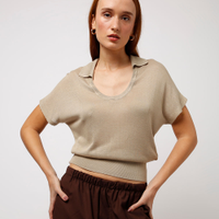 Polo de tricot decote redondo mindset verde