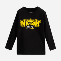 Camiseta infantil de algodão natan manga longa preta