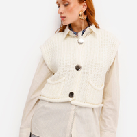 Colete feminino de tricot com bolsos off white