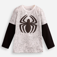 Camiseta de algodão infantil manga longa homem aranha off white