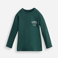 Camiseta infantil de algodão california manga longa verde