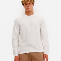 Camiseta masculina de algodão manga longa canelada off white