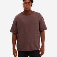 Camiseta oversized masculina de moletom sem felpa marrom