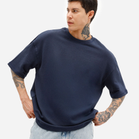 Camiseta oversized masculina de moletom sem felpa azul