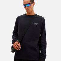 Camiseta masculina oversized de algodão manga longa estampada preta