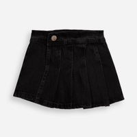 Short saia plissada infantil jeans preto