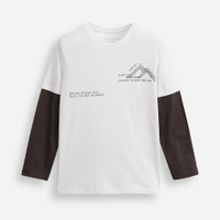 Camiseta infantil manga sobreposta algodão off white