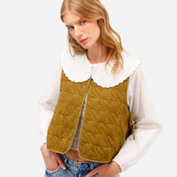 Colete feminino texturizado com amarração verde