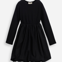 Vestido balonê infantil de algodão manga longa preto