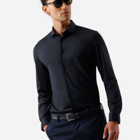 Camisa slim fit masculina de poliamida manga longa preta