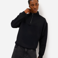 Blusão masculino de moletom felpado com zíper preto