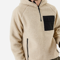 Blusão masculino de sherpa com capuz bege
