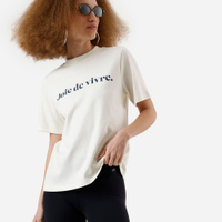 Camiseta feminina de algodão peruano joie de vivre off white