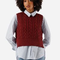Colete feminino de tricot texturizado vinho