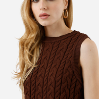 Colete feminino de tricot texturizado marrom